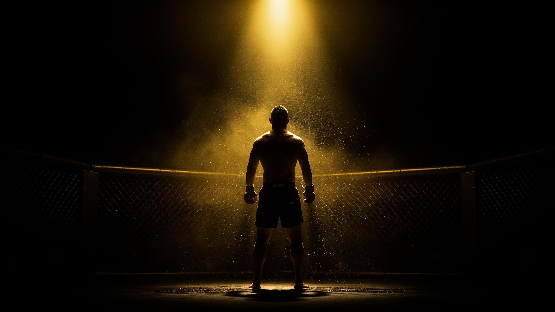 Fighter under spotlight in the cage